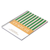 Carnet Rayures Colorées Élégantes Monogramme Personnalisé (Côté gauche)