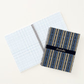 Carnet Rayures damas bleu et or (Intérieur)