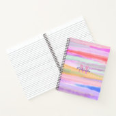 Carnet Rayures d'aquarelle Monogramme rose (Intérieur)