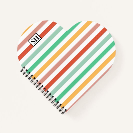 Carnet Rayures de bonbon Monogramme (Devant)