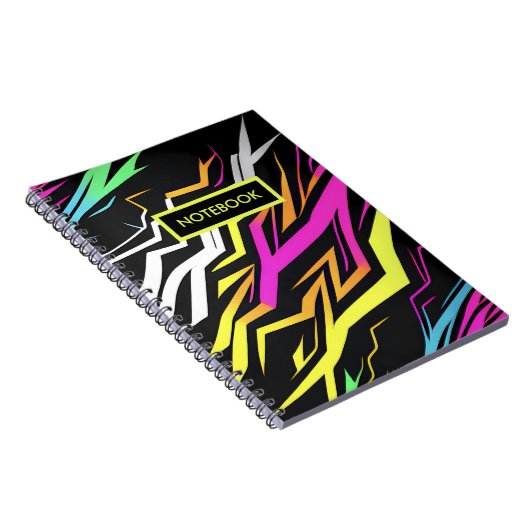 Carnet Rayures de néon Abstraites (Côté Droit)