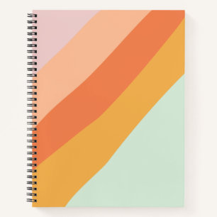 Carnet Rayures diagonales colorées rétro bonbons pastel