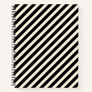 Carnet Rayures diagonales monochromes chic noir et blanc
