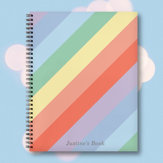 Carnet Rayures diagonales Pastel Rainbow