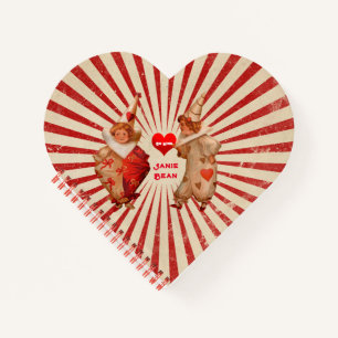 Carnet Rayures et clowns vintage de la Saint-Valentin ave