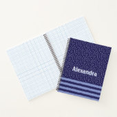 Carnet Rayures Et Points Bleus Modernes Personnalisés (Intérieur)
