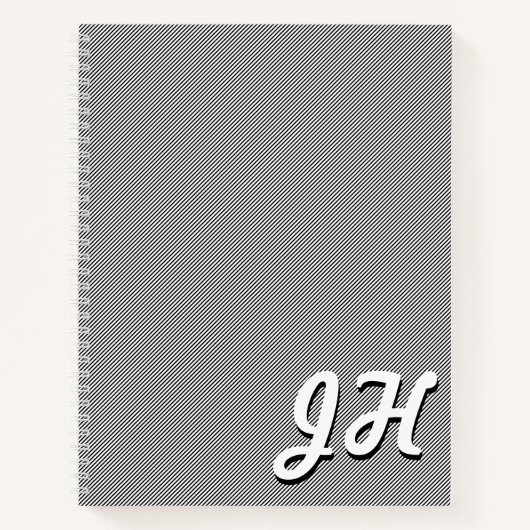 Carnet Rayures fines noires et blanches | Initiales de st (Devant)