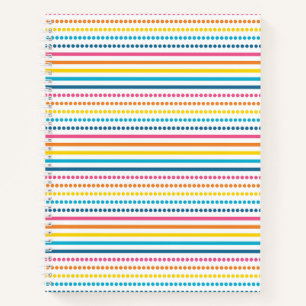 Carnet Rayures géométriques horizontales pointillées colo