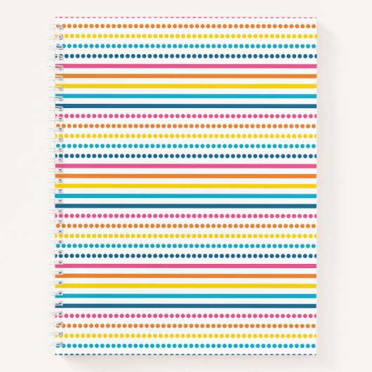 Carnet Rayures géométriques horizontales pointillées colo (Devant)