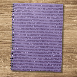 Carnet Rayures horizontales de style pailleté prune fumé