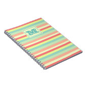 Carnet Rayures lumineuses colorées Monogramme moderne (Côté Droit)