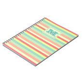 Carnet Rayures lumineuses colorées Monogramme moderne (Côté gauche)