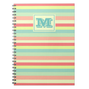 Carnet Rayures lumineuses colorées Monogramme moderne