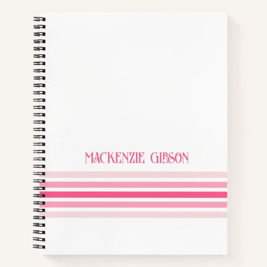 Carnet Rayures minimalistes monogrammées rétro (Devant)