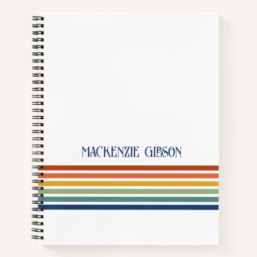 Carnet Rayures minimalistes monogrammées rétro (Devant)