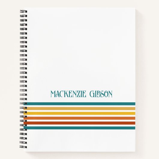 Carnet Rayures minimalistes monogrammées rétro (Devant)