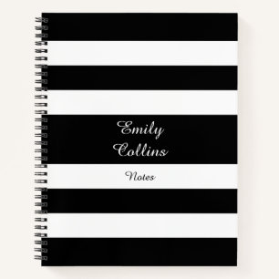 Carnet Rayures modernes noir et blanc