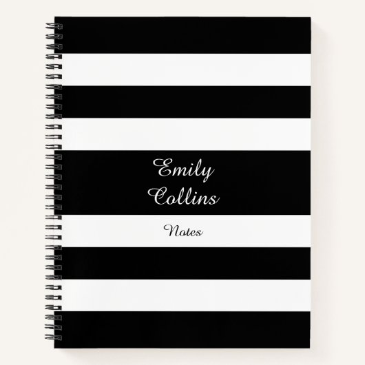 Carnet Rayures modernes noir et blanc (Devant)