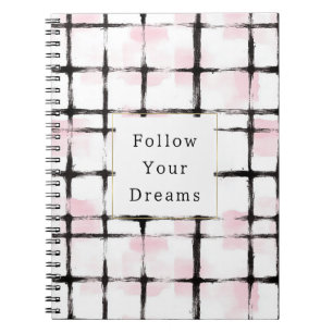 Carnet Rayures noires roses Suivez vos rêves