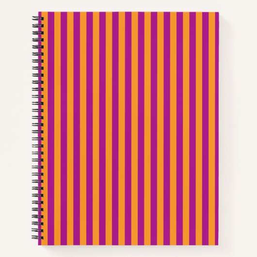 Carnet Rayures orange violet motif sans fin (Devant)
