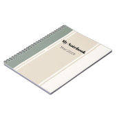 Carnet Rayures pastel vert sauge et beige (Côté gauche)
