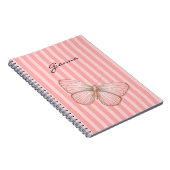 Carnet Rayures roses avec papillon (Côté Droit)