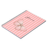 Carnet Rayures roses avec papillon (Côté gauche)