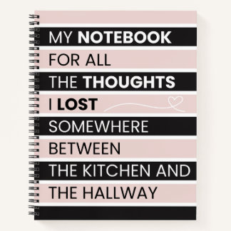 Carnet Rayures roses et noires ludiques