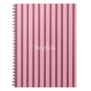 Carnet Rayures Rouge Rose