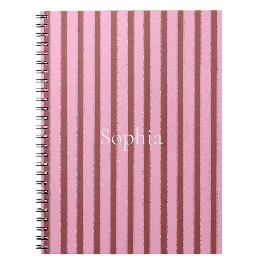 Carnet Rayures Rouge Rose (Devant)