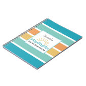 Carnet Rayures Tropicales Vagues de Soleil Monogrammées (Côté gauche)