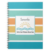 Carnet Rayures Tropicales Vagues de Soleil Monogrammées (Devant)