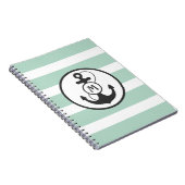 Carnet Rayures vert clair avec l'Ancre et le Mongram (Côté Droit)