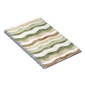 Carnet Rayures Vert Crème Beige Marron (Côté Droit)