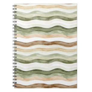 Carnet Rayures Vert Crème Beige Marron