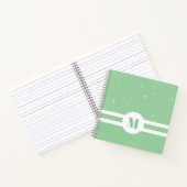 Carnet Rayures vert menthe monogramme pastel moderne (Intérieur)