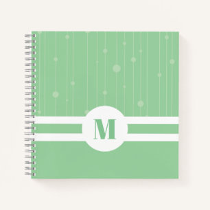 Carnet Rayures vert menthe monogramme pastel moderne