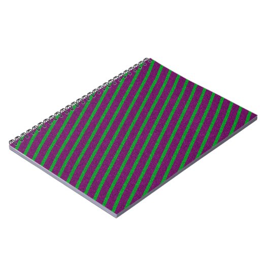 Carnet Rayures Vertes & Violettes Paillettes (Côté gauche)