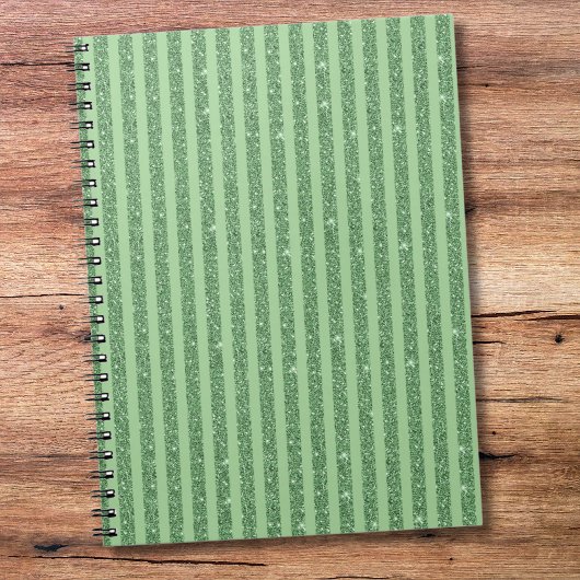 Carnet Rayures verticales simples en vert forêt pailleté