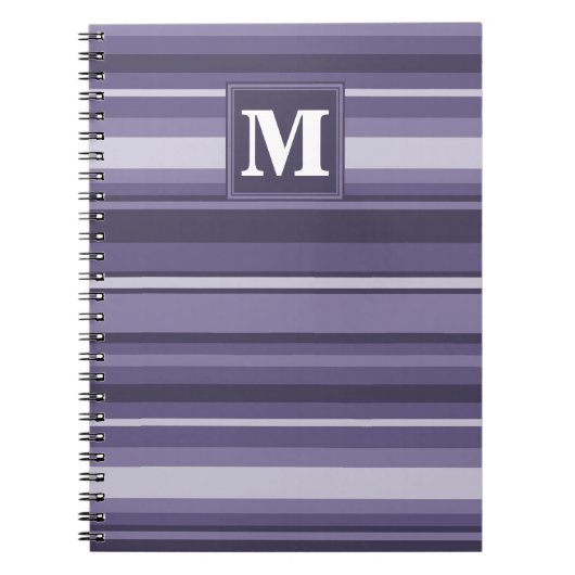 Carnet Rayures violettes de cuir monogramme (Devant)