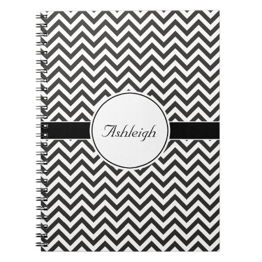 Carnet Rayures Zigzag Noir Blanc Tendance Chevron (Devant)