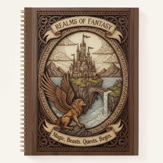 Carnet Realms of Fantasy Griffin Castle Wood Carved (Devant)
