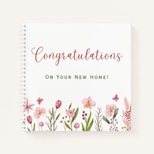 Carnet Realtor Félicitations New Home Floral Aquarelle