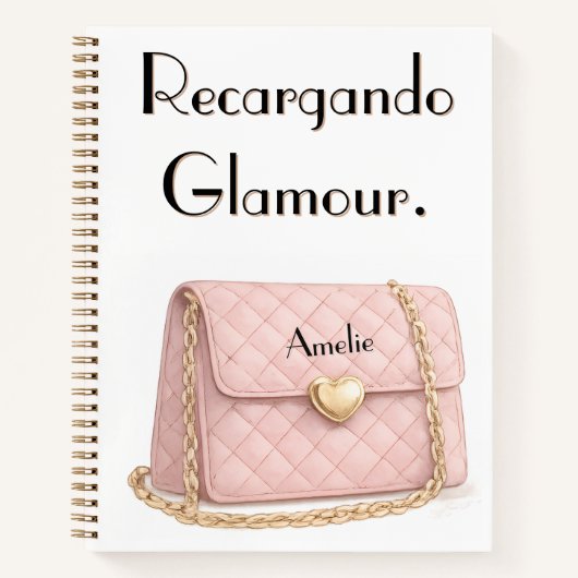 Carnet "Recargando Glamour" Funny Pink Purse Personalized (Devant)