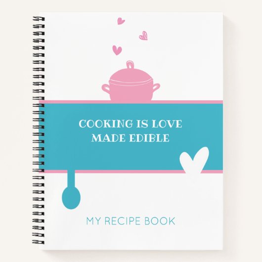 Carnet RECEPE NOTEBOOK Cuisine Is Love Fabriqué comestibl (Devant)