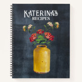 Carnet Recette Aquarelle Retro Chalkboard Fleurs sauvages (Devant)