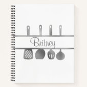 Carnet Recette Argent Cookbook Ustensiles Personnalisés (Devant)