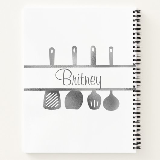 Carnet Recette Argent Cookbook Ustensiles Personnalisés (Dos)