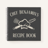 Carnet Recette Barbecue Nom personnalisé Chef Casquette B (Devant)