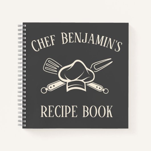 Carnet Recette Barbecue Nom personnalisé Chef Casquette B (Devant)